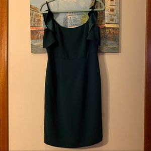 Nanette Lepore Deep Green Sheath Ruffled Dress